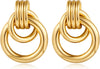 Gold Chunky Earrings for Women Geometric Knot Link Drop Dangle Earrings 14K Gold Plated Statement Earrings Trendy Gold Jewelry - Style 5