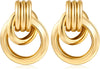 Gold Chunky Earrings for Women Geometric Knot Link Drop Dangle Earrings 14K Gold Plated Statement Earrings Trendy Gold Jewelry - Style 6