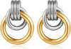 Gold Chunky Earrings for Women Geometric Knot Link Drop Dangle Earrings 14K Gold Plated Statement Earrings Trendy Gold Jewelry - Style 5-Two Tone