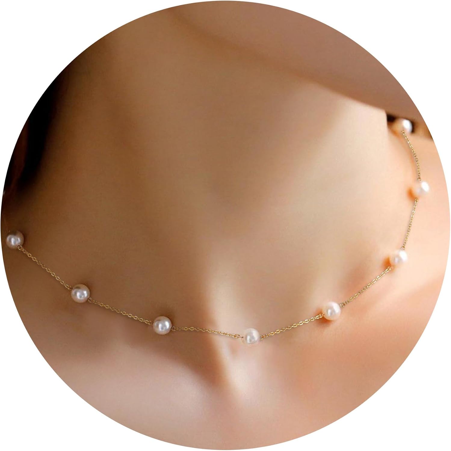 Pearl Necklaces for Women with Pearl Choker Dainty Pendant Necklace White Pendant Choker for Teen Girls Layered Daisy Jewelry Wedding Strands for - main view