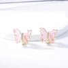 Butterfly Shape Crystal Clip On Earrings Non Pierced Golden Stud for Women - view 3