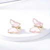 Butterfly Shape Crystal Clip On Earrings Non Pierced Golden Stud for Women - view 4