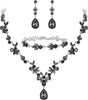 Wedding Jewelry Set for Women, Gorgeous Crystal Bridal Accessories - 11-Grey Silver-Tone