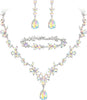 Wedding Jewelry Set for Women, Gorgeous Crystal Bridal Accessories - 09-Iridescent AB Silver-Tone