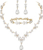Wedding Jewelry Set for Women, Gorgeous Crystal Bridal Accessories - Clear Gold-Plated-Base
