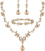 Wedding Jewelry Set for Women, Gorgeous Crystal Bridal Accessories - 01-Champagne Gold-Toned