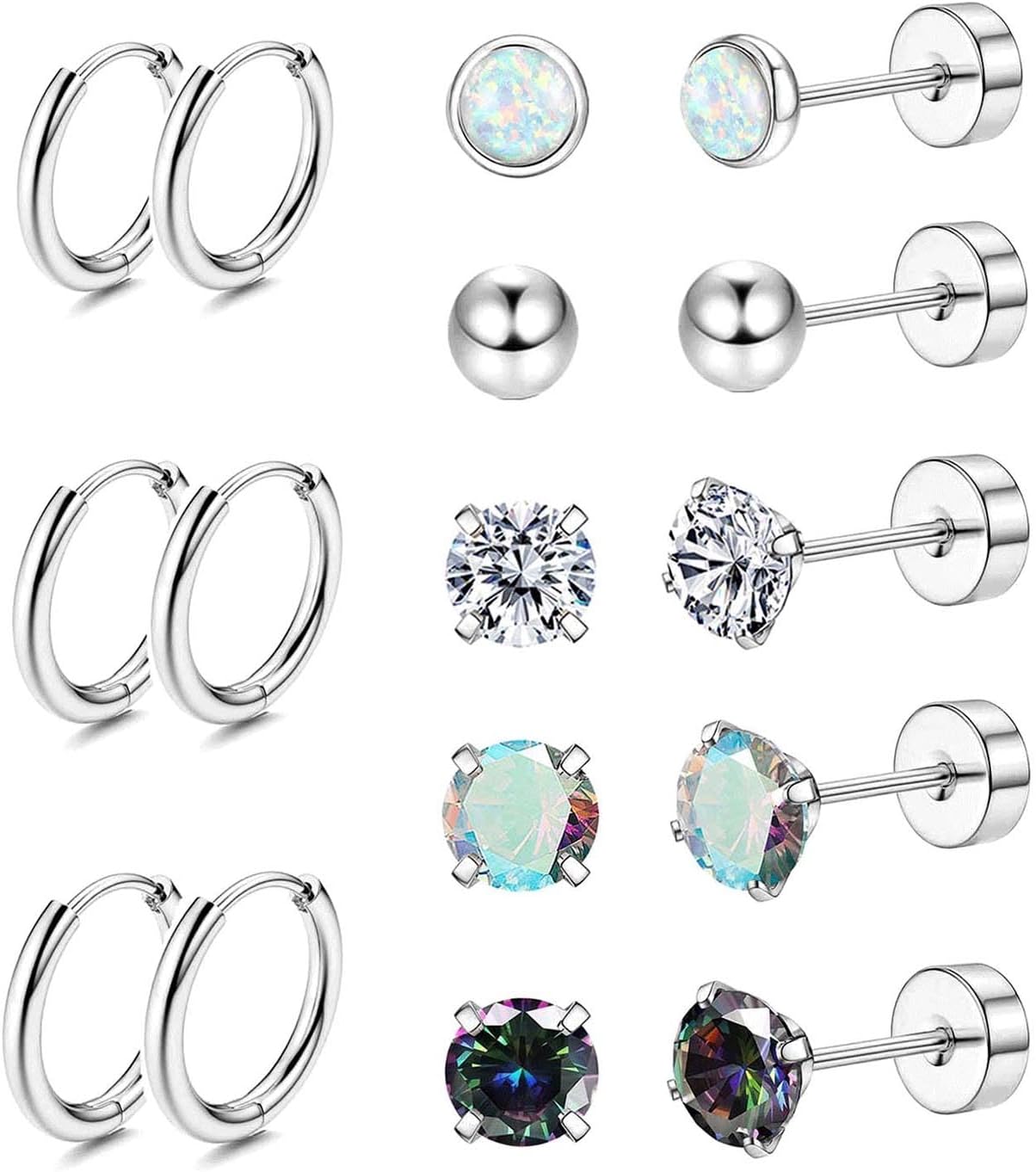 8Pcs Stainless Steel Earrings - main view