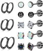 8Pcs Stainless Steel Earrings - Black