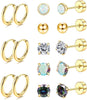 8Pcs Stainless Steel Earrings - Gold
