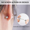 Threadless Flat Back Stud Earrings, 6 Pairs Titanium Earrings for Women, Cubic Zirconia Silver Gold Stud Earrings Surgical Stainless Steel Stud - view 3