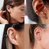 Threadless Flat Back Stud Earrings, 6 Pairs Titanium Earrings for Women, Cubic Zirconia Silver Gold Stud Earrings Surgical Stainless Steel Stud - view 6