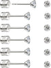 Threadless Flat Back Stud Earrings, 6 Pairs Titanium Earrings for Women, Cubic Zirconia Silver Gold Stud Earrings Surgical Stainless Steel Stud - Silver-3mm