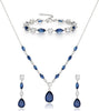 Cubic Zirconia Teardrop Wedding Bridal Jewelry Set for Bride - Drop_Blue