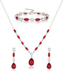 Cubic Zirconia Teardrop Wedding Bridal Jewelry Set for Bride - Drop_Red