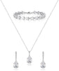 Cubic Zirconia Teardrop Wedding Bridal Jewelry Set for Bride - Drop_White Silver-Tone