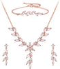 Cubic Zirconia Teardrop Wedding Bridal Jewelry Set for Bride - Marquise_Rose Gold-Tone