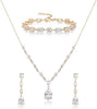Cubic Zirconia Teardrop Wedding Bridal Jewelry Set for Bride - Drop_Clear Gold-Tone