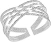 Rhinestone Bracelet for Women Silver Multilayer Cuff Bracelet Crystal Bridal Bracelets - Silver 1
