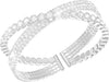 Rhinestone Bracelet for Women Silver Multilayer Cuff Bracelet Crystal Bridal Bracelets - Silver 5