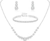 Silver Jewelry Set for Women Sparkly Crystal Wedding Accessories - main view