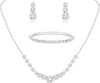 Silver Jewelry Set for Women Sparkly Crystal Wedding Accessories - Silver Plated 1