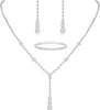 Silver Jewelry Set for Women Sparkly Crystal Wedding Accessories - Silver Plated