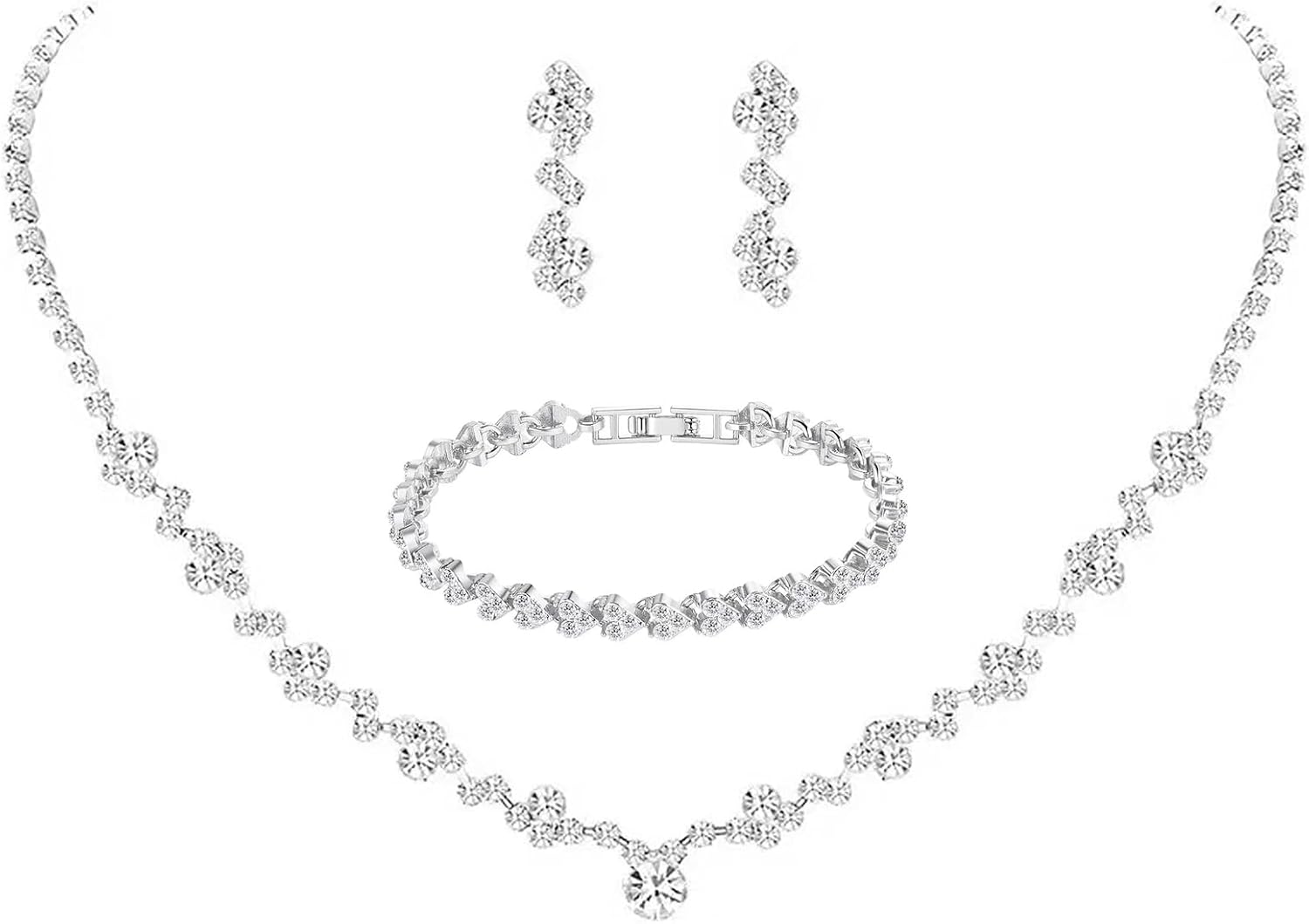 Crystal Wedding Jewelry Set, Necklace Earrings, for Accessories - main view