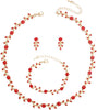 Austrian Crystal Rhinestone Choker Necklace Dangle Earring Link Bracelet Jewelry Set for Brides Prom Costume Accessories for Women - Siam-Gold Plated