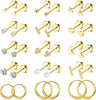 Small Flat Back Stud Earrings for Women 14K Gold Plated Surgical Stainless Steel Earring Sets Tiny Screw Back Cartilage Earrings - main view