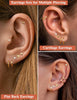 Small Flat Back Stud Earrings for Women 14K Gold Plated Surgical Stainless Steel Earring Sets Tiny Screw Back Cartilage Earrings - view 3