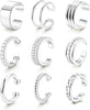 Ear Cuff Earrings for Women Non Piercing Gold Plated Ear Cuffs 14K Gold Plated Ear Cuff for Non Pierced Ears Clip on Cartilage Earring Fake Earrings - Silver Plated