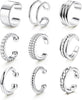 Ear Cuff Earrings for Women Non Piercing Gold Plated Ear Cuffs 14K Gold Plated Ear Cuff for Non Pierced Ears Clip on Cartilage Earring Fake Earrings - White Gold Plated