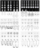 84 Pairs Gold Stud Earrings Set for Women Multipack, Fashion Pearl Cubic Zirconia Butterfly Earrings Packs Piercings, Stud Hoops Earrings for Gift - Style10-silver