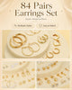 84 Pairs Gold Stud Earrings Set for Women Multipack, Fashion Pearl Cubic Zirconia Butterfly Earrings Packs Piercings, Stud Hoops Earrings for Gift - view 7
