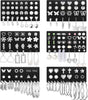 84 Pairs Gold Stud Earrings Set for Women Multipack, Fashion Pearl Cubic Zirconia Butterfly Earrings Packs Piercings, Stud Hoops Earrings for Gift - Style02-silver