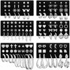 84 Pairs Gold Stud Earrings Set for Women Multipack, Fashion Pearl Cubic Zirconia Butterfly Earrings Packs Piercings, Stud Hoops Earrings for Gift - Style11-silver