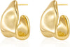 Chunky Gold Stud Earrings for Women 14k Gold Plated Earrings Statement Trendy Fashion Gold Jewelry Gifts - main view
