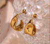 Chunky Gold Stud Earrings for Women 14k Gold Plated Earrings Statement Trendy Fashion Gold Jewelry Gifts - view 6