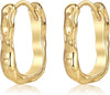 Chunky Gold Stud Earrings for Women 14k Gold Plated Earrings Statement Trendy Fashion Gold Jewelry Gifts - Hammered Grain -GD
