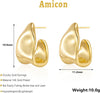 Chunky Gold Stud Earrings for Women 14k Gold Plated Earrings Statement Trendy Fashion Gold Jewelry Gifts - view 3