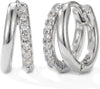 Gold Hoop Earrings for Women Huggie Hoop Earrings Jewelry Gifts - Amelia Duo-Silver