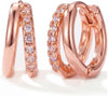 Gold Hoop Earrings for Women Huggie Hoop Earrings Jewelry Gifts - Amelia Duo-Rose Gold
