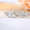 2CT Oval Cut Travel Engagement Rings for Women, 18K White Gold Plated Sparkle CZ Wedding Band Promise Rings for Her, Anniversary Bridal Ring Set - view 2