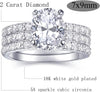2CT Oval Cut Travel Engagement Rings for Women, 18K White Gold Plated Sparkle CZ Wedding Band Promise Rings for Her, Anniversary Bridal Ring Set - view 6