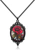 Gothic Necklace for Women with Witch Raven Rose Bat Pendant and Vampire Theme Charms Choker Style Costume Jewelry - Rose