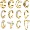 Ear Cuffs Non Piercing 14K Gold Plated Ear Cuff Earrings for Women Trendy Stuff Clip on Cartilage Earring Stacks Non Pierced Adjustable Fake Earrings - M