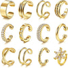 Ear Cuffs Non Piercing 14K Gold Plated Ear Cuff Earrings for Women Trendy Stuff Clip on Cartilage Earring Stacks Non Pierced Adjustable Fake Earrings - N