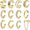 Ear Cuffs Non Piercing 14K Gold Plated Ear Cuff Earrings for Women Trendy Stuff Clip on Cartilage Earring Stacks Non Pierced Adjustable Fake Earrings - O