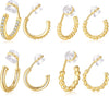Clip On Hoop Earrings for Women 14K Gold Plated Non Pierced Earrings Clip On Hoops Small No Piercing Fake Hoop Earrings 14mm - main view