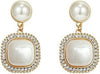 Pearl Clip on Earrings for Women Drop Clip Earrings for Women Gold Plated White Imitation Pearl Earrings Fashion - White Pearl Square